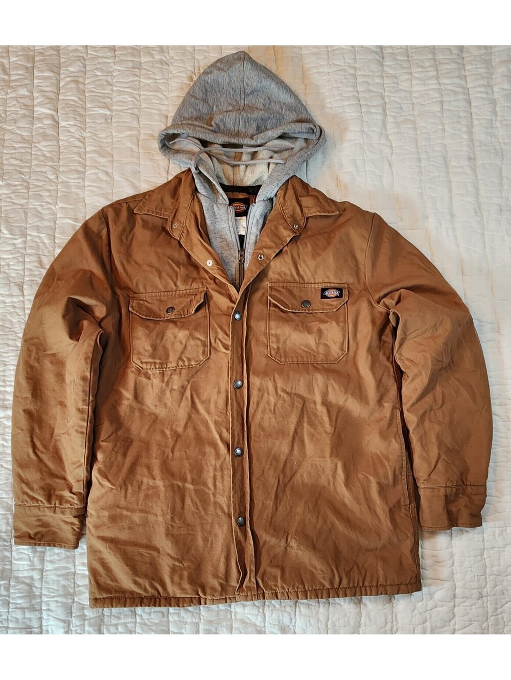 Dickies Men's Medium Hooded Duck Canvas Jacket Quilted Lined
